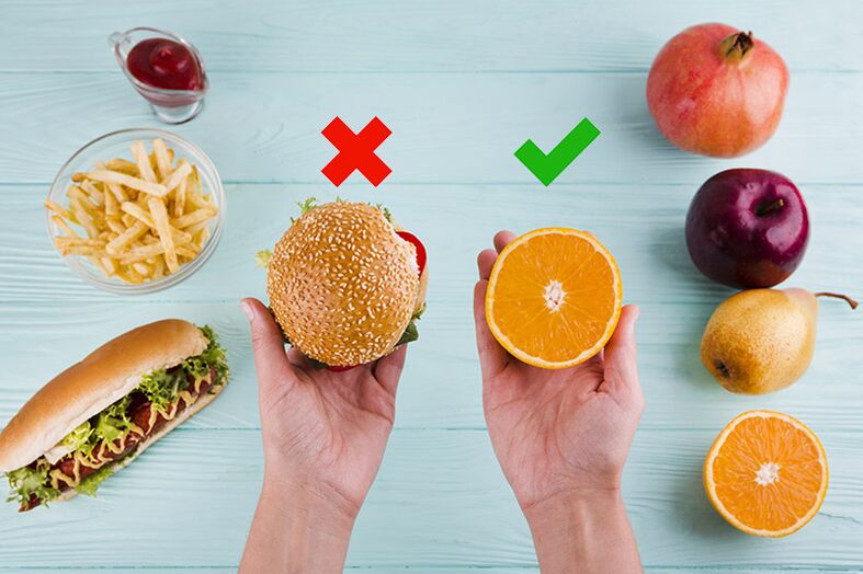 To lose weight fast food foods are replaced with fruits